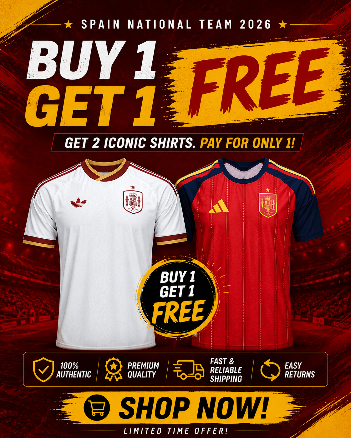 🇪🇸 Spain 2026 World Cup Jersey – BUY 1 GET 1 FREE! ⚽🔥
