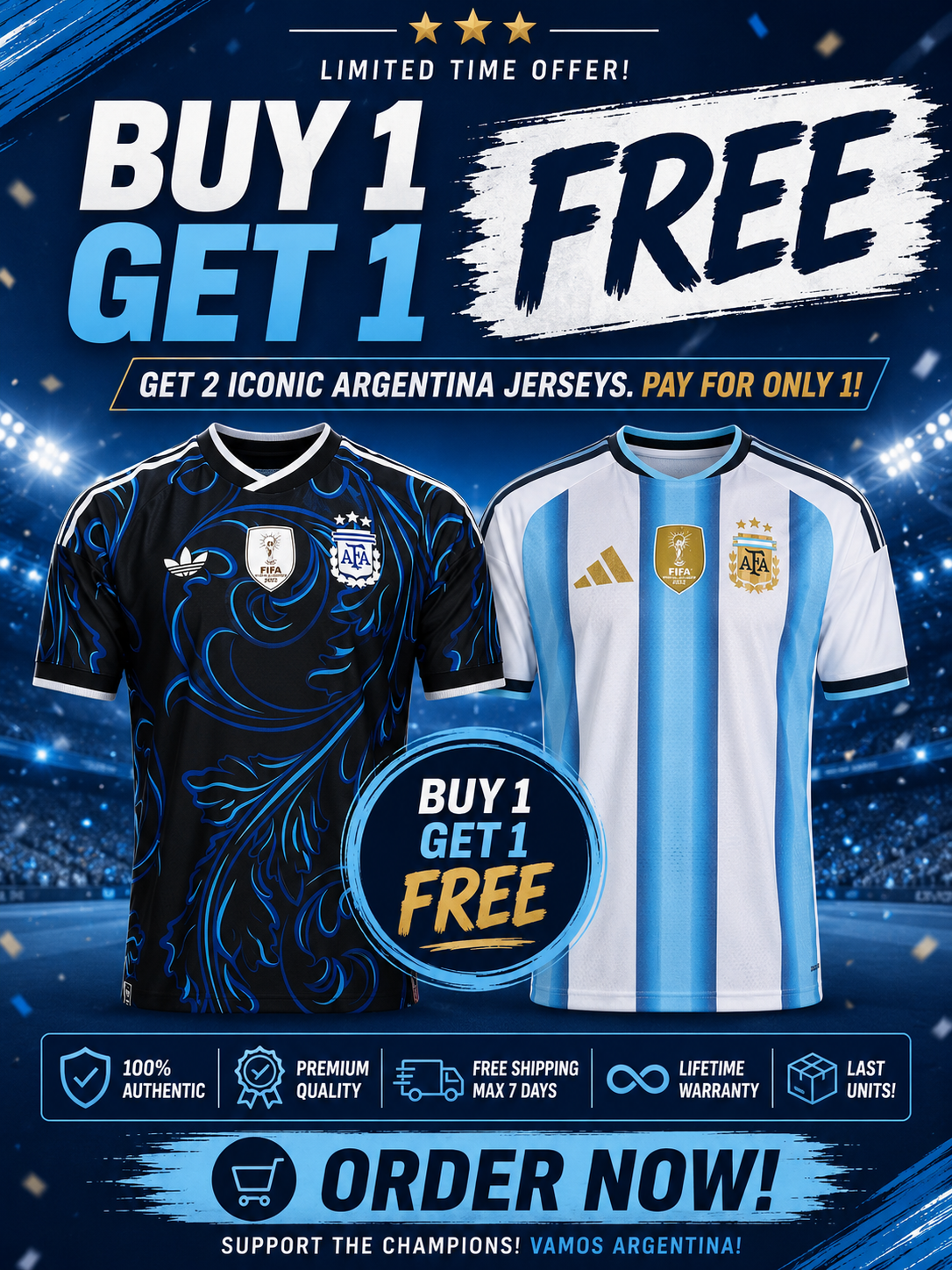 🇦🇷 Argentina 2026 World Cup Jersey – BUY 1 GET 1 FREE! ⚽🏆